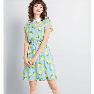 Lemon printed ModCloth Collared Dress